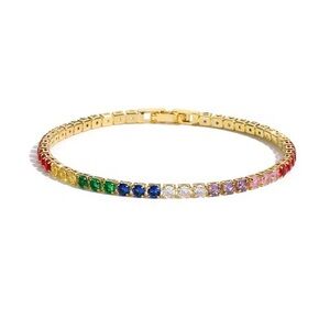 7CT Round Cut Multicolor Lab Created Diamond Tennis Bracelet 14K Gold Plated